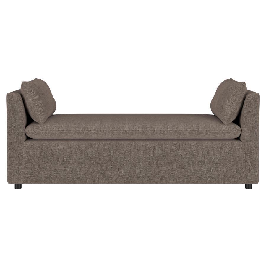 Robin Upholstered Accent Bench with Armrests – Stylish Brown Seating Bench with Foam Cushion, Modern Design for Living Room or Entryway