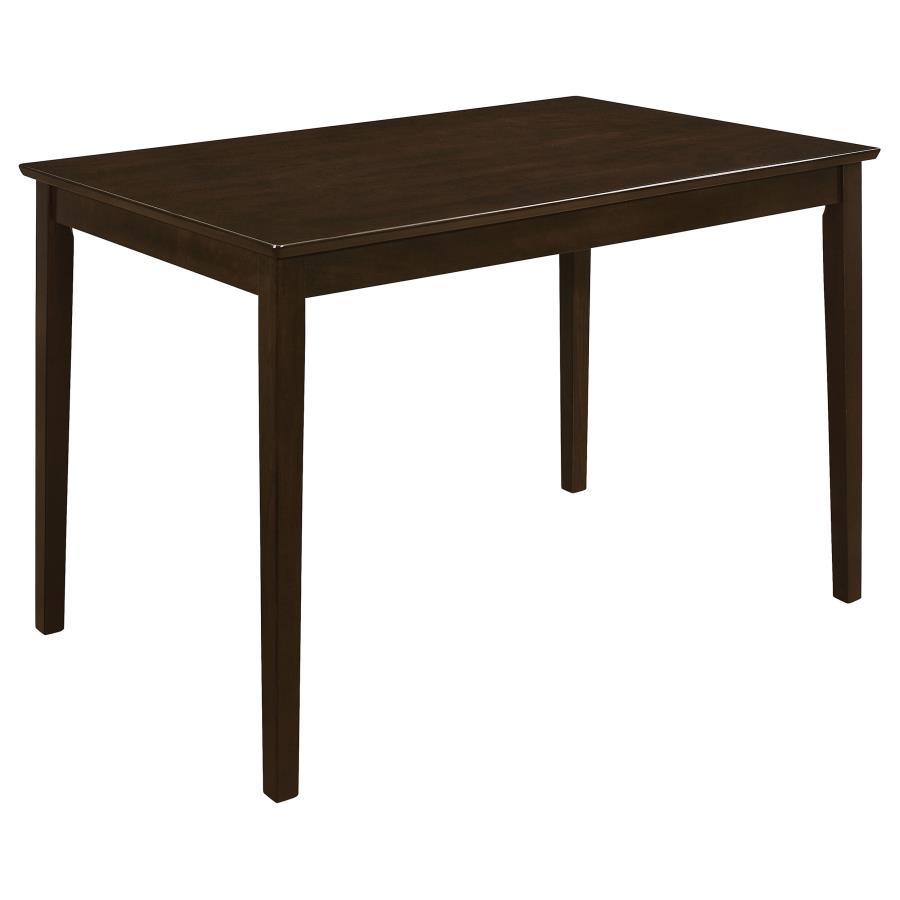 Guillen 5-Piece Rectangular Dining Table Set – Cappuccino Hardwood Table with Leatherette Chairs & Bench for Stylish Family Meals