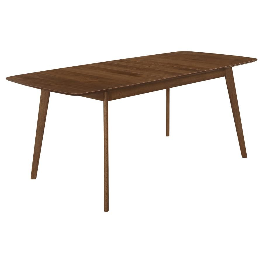 Redbridge Extension Leaf Dining Table – Natural Walnut Mid-Century Modern Wood Table with Expandable Design, Stylish Curves for Casual or Formal Dining