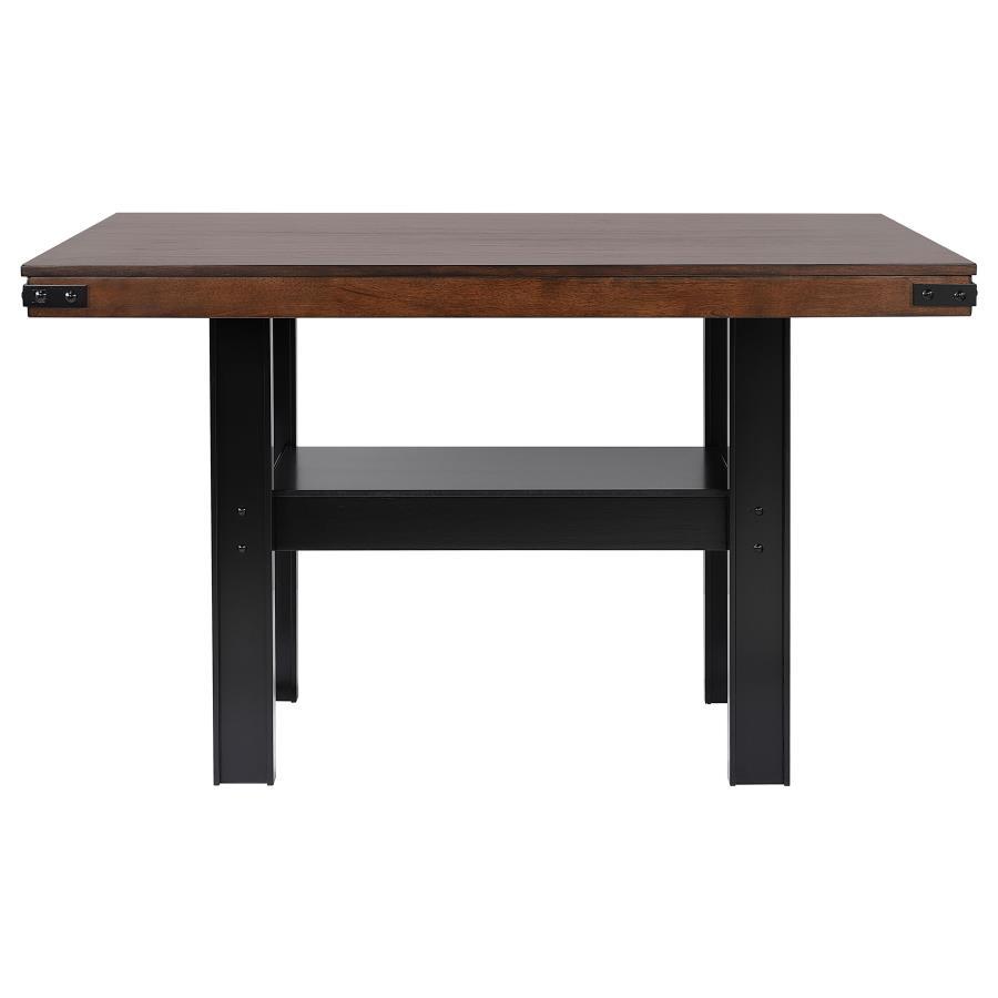 Patterson - Counter Height Dining Table With Mango Oak Finish And Black Base - Rectangular Modern Industrial Table For Kitchen Or Dining Spaces