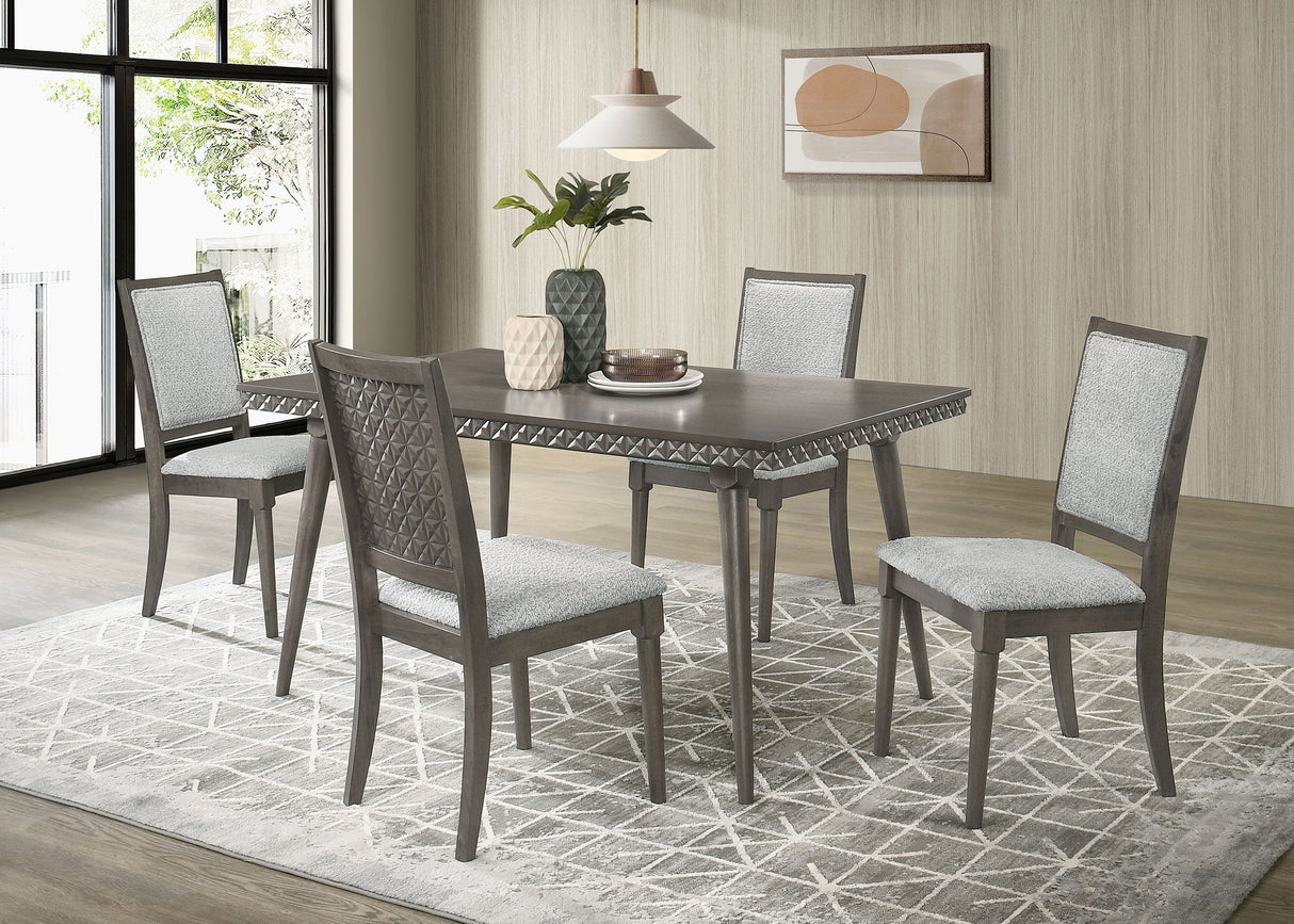Onslow - 5 Piece Rectangular Dining Set With Upholstered Side Chairs - Dark Brown Dining Table And Chairs For Modern Or Transitional Interiors