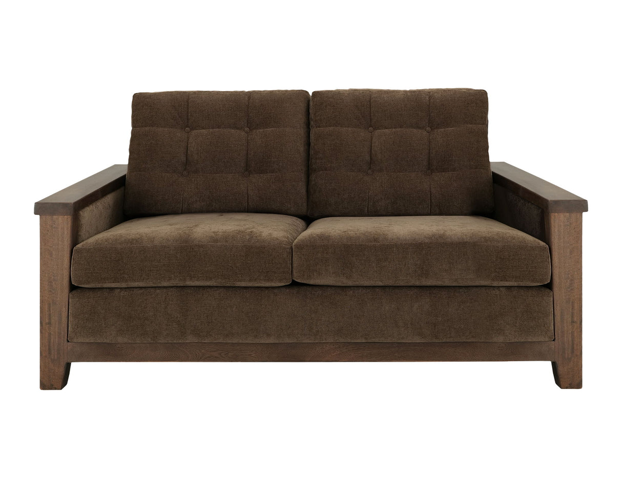 Walnut - Upholstered Loveseat - Deep Forest Brown