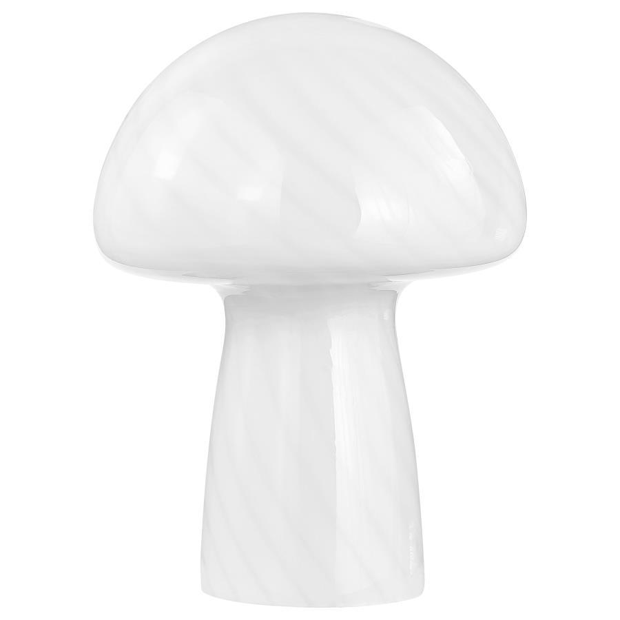 Kanaby Mushroom Shaped Glass Bedside Table Lamp – White, Modern Minimalist Design, Soft Ambient Lighting for Nightstand, Desk, or Accent Table