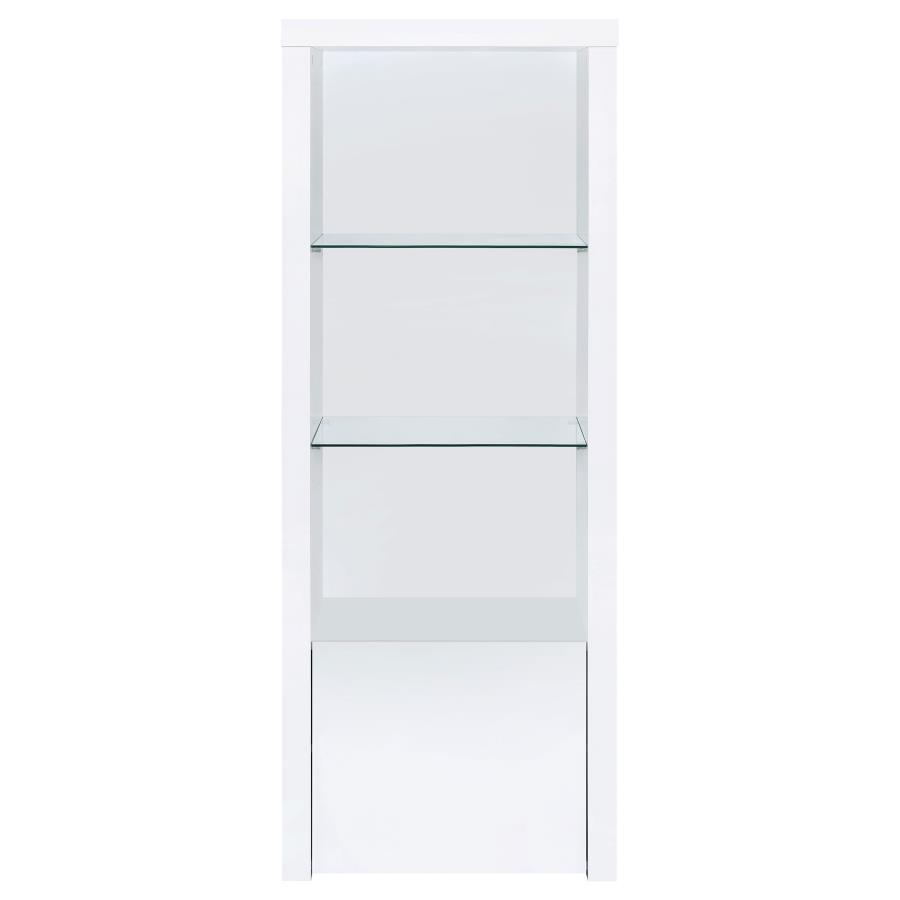 Schmitt Rectangular Coffee Table – White High Gloss Finish, Durable Melamine Surfaces, Modern Living Room Accent with Storage and Display Shelves