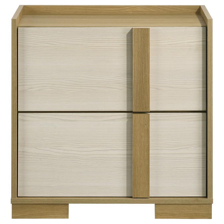 Hyland 2-Drawer Nightstand Bedside Table – Natural Finish with Contemporary Italian Design, Smooth-Glide Drawers, and Stylish Bedroom Storage