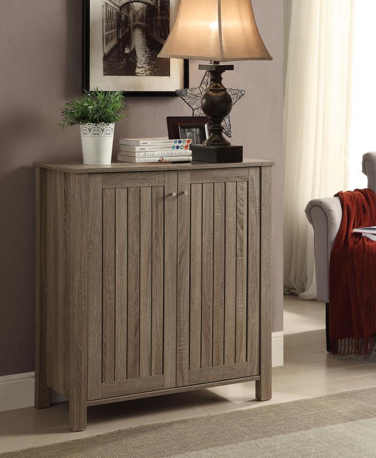 Marisa 4-Shelf Engineered Wood Shoe Cabinet – Dark Taupe Finish, Slatted Doors, Eco-Friendly Laminate, Practical Storage for Entryways, Mudrooms, or Closets