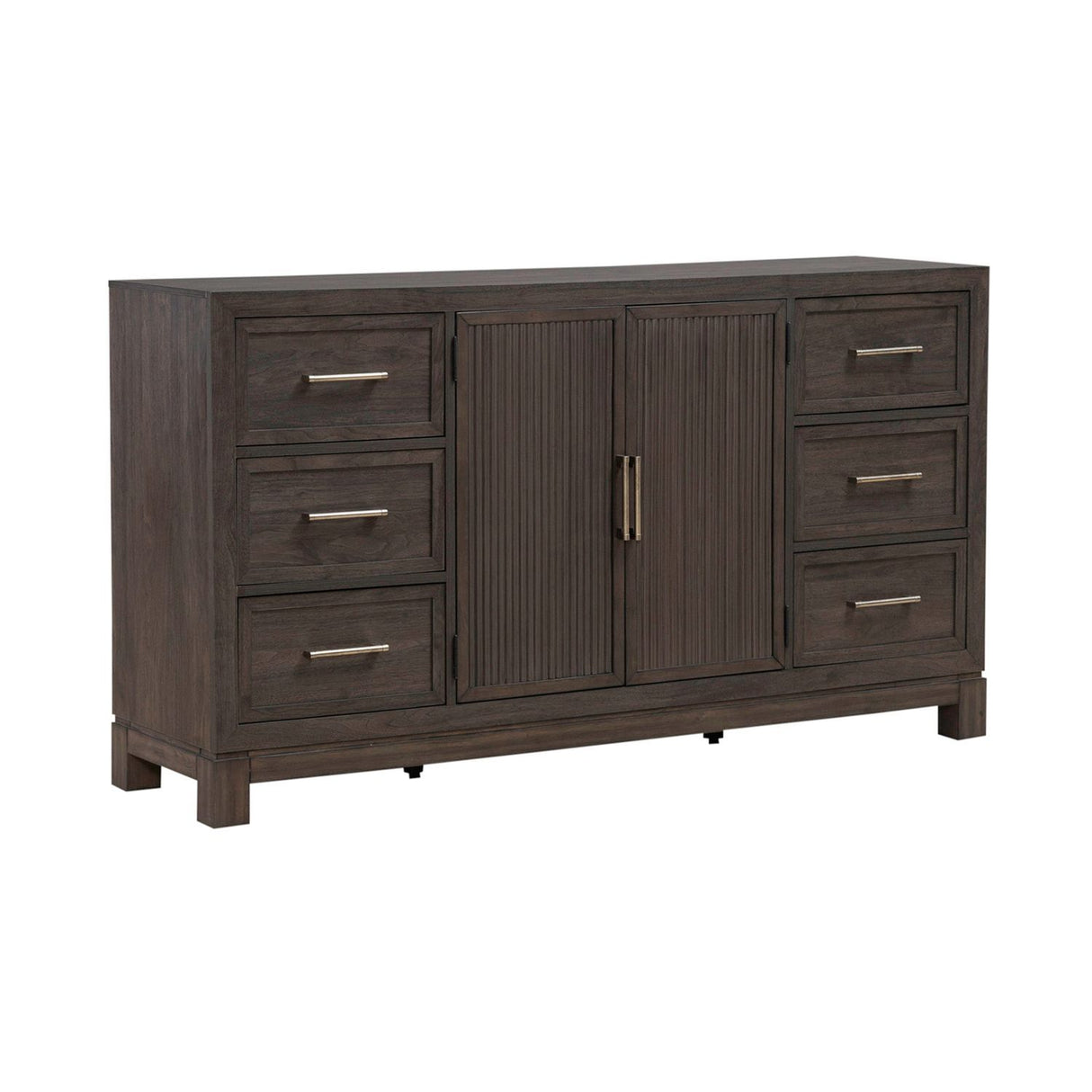 Modern Edge - 2 Door 6 Drawer Dresser - Brown