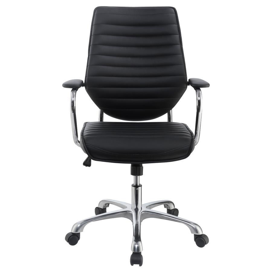 Chase Upholstered Adjustable Home Office Desk Chair – Ergonomic Desk Chair with Padded Seat, Swivel Base, Casters, Armrests, Black
