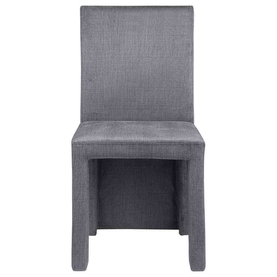 Tordera Velvet Upholstered Dining Side Chairs – Gray Set of 2, Modern Solid Back Design, Foam Cushioned Seating, Stylish Kitchen or Dining Chair