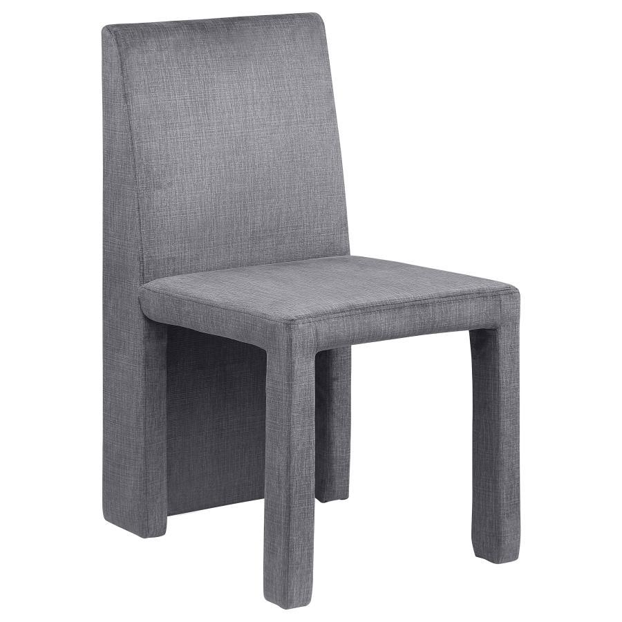 Tordera Velvet Upholstered Dining Side Chairs – Gray Set of 2, Modern Solid Back Design, Foam Cushioned Seating, Stylish Kitchen or Dining Chair