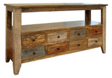 Antique - Multi-Drawer Sofa Table With 8 Drawers - Multicolor