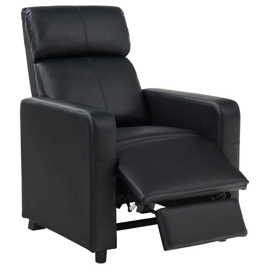 Toohey Upholstered Home Theater Push Back Recliner – Black, Plush Head & Armrests, Stitched Modern Design, Comfortable Living Room Chair