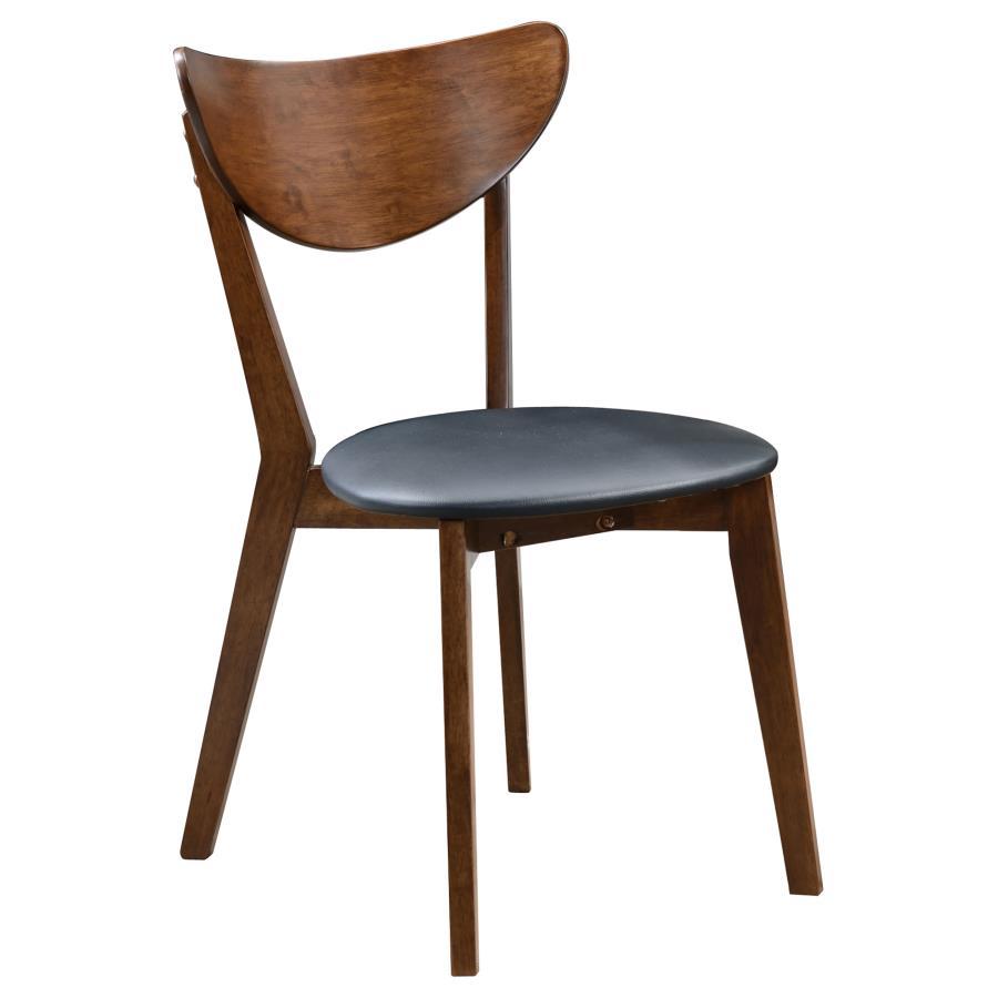 Jedda 5 Piece Oval Dining Table Set – Dark Walnut, Solid Wood Table with Extension Leaf, 4 Upholstered Side Chairs, Mid-Century Modern Design
