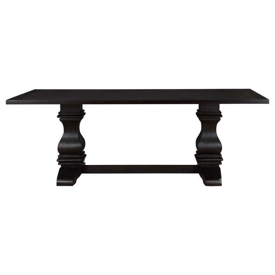 Parkins Rectangular Dining Table – Rustic Espresso Finish with Curved Trestle Legs, Sturdy Wood Construction & Spacious Design for Family Meals