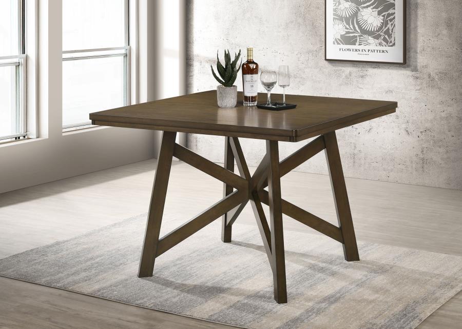 Canfield - Square Counter Height Dining Table With Brown Mindi Wood Finish - Cozy And Stylish Kitchen Or Dining Table For Modern Interiors