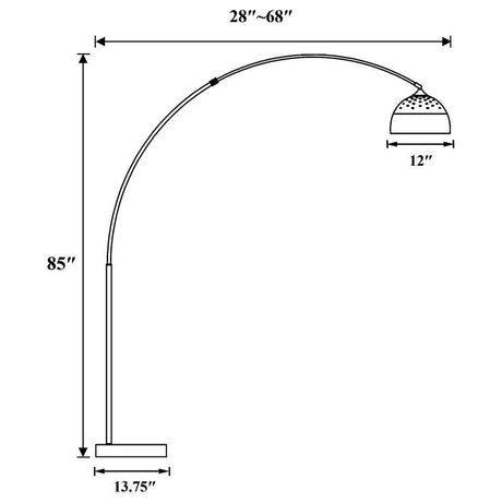 Krester Dome Shade Metal Arc Floor Lamp – Chrome Finish, Adjustable Arched Lighting, Modern Architectural Accent for Living Room, Den, or Office