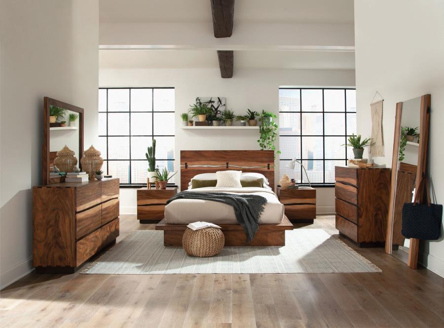 Winslow 4-Drawer Bedroom Chest – Smokey Walnut Finish with Coffee Bean Accents, Washed-Out Highlights, Spacious Storage Drawers, Master Bedroom Dresser
