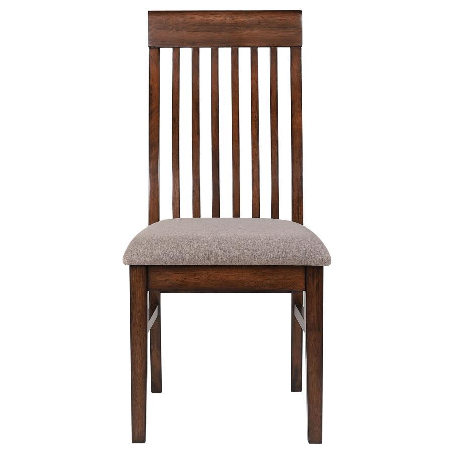 Briarwood 2-Piece Wood Dining Side Chair Set – Mango Oak Finish, Tall Slatted Back, Padded Foam Seat, Light Brown Upholstery, Modern Design