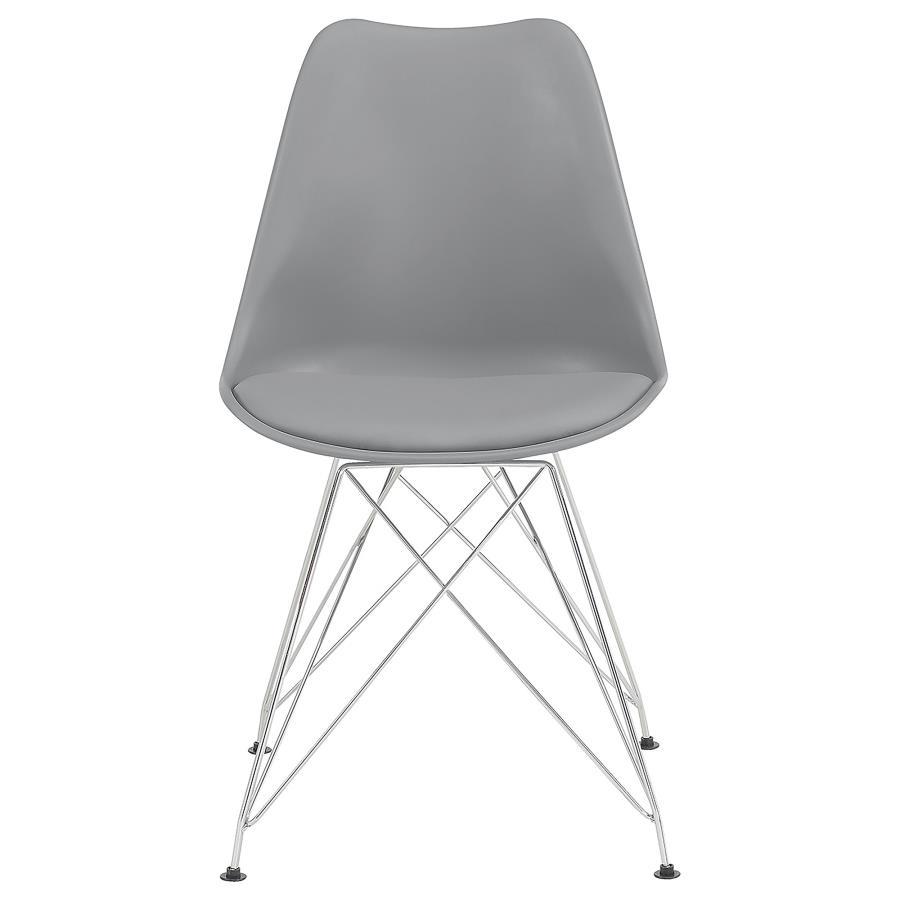 Juniper Polypropylene Dining Side Chairs (Set of 2) in Gray – Modern Leatherette Upholstered Chairs with Chrome Metal Base, Cushioned Seats & Sleek Silhouette