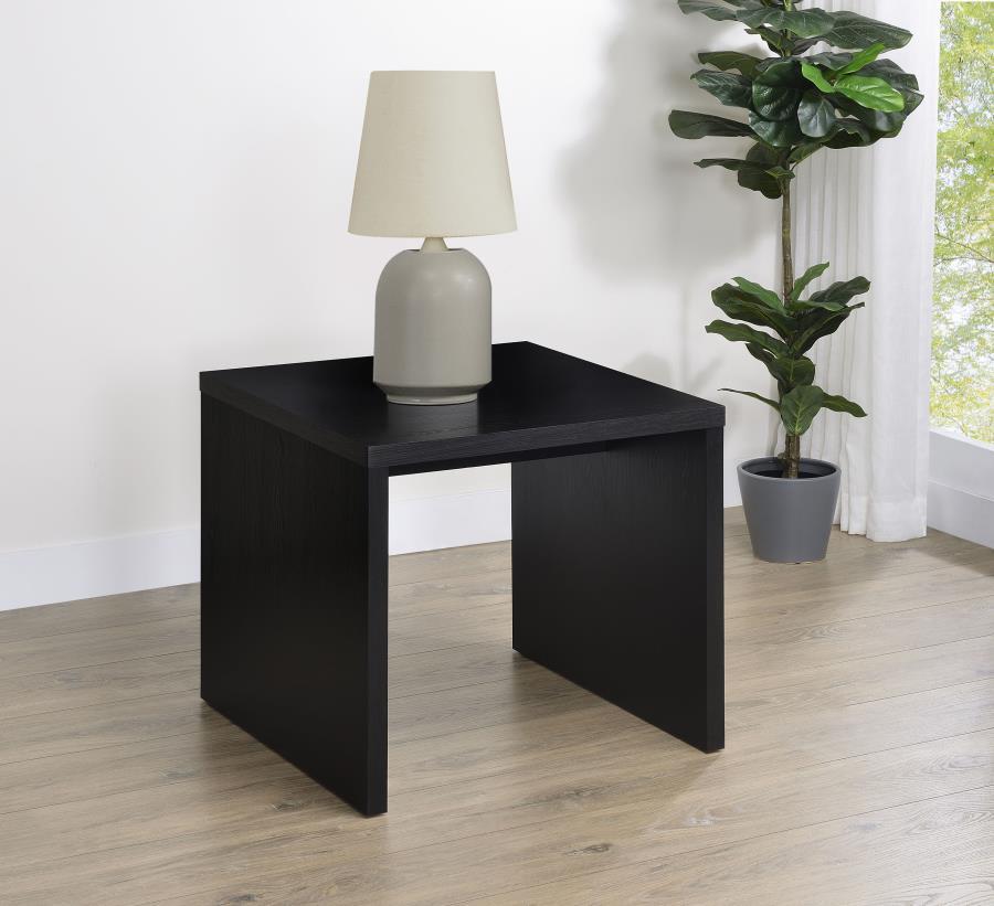 Knapp Engineered Wood Square Side End Table – Sleek Black Finish with Scratch-Resistant Laminate for Modern Living Room Accent