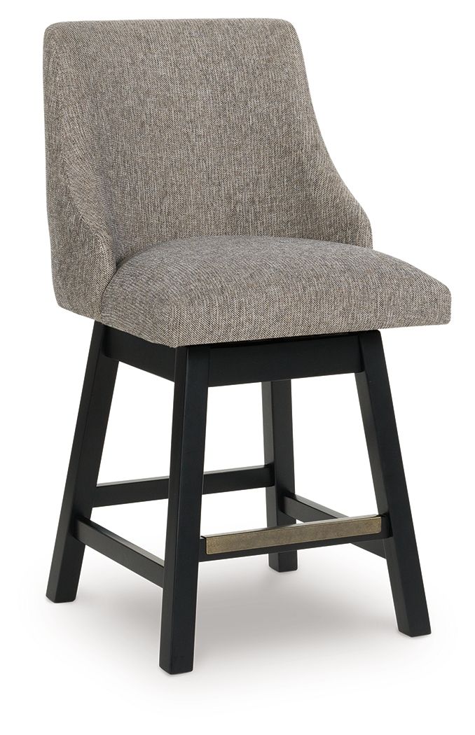 Neymorton - Upholstered Swivel Barstool (Set of 2) - Dark Grayish Brown
