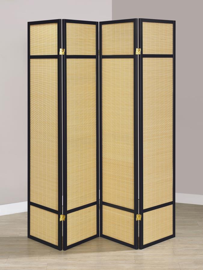 Pearce 4-Panel Bamboo Room Divider Folding Screen – Eco-Friendly Natural Wood Privacy Screen with Lightweight, Foldable Design for Home & Office
