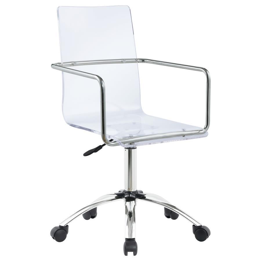 Amaturo Acrylic Adjustable Home Office Desk Chair – Clear Modern Desk Chair with Chromed Metal Base, Swivel Caster Wheels, and Height Adjustment