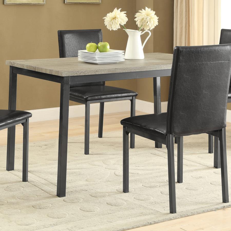 Garza Rectangular Composite Wood Dining Table - Gray Top with Powder-Coated Black Metal Frame, Seats 4, Scratch-Resistant Laminate, Modern Industrial Style