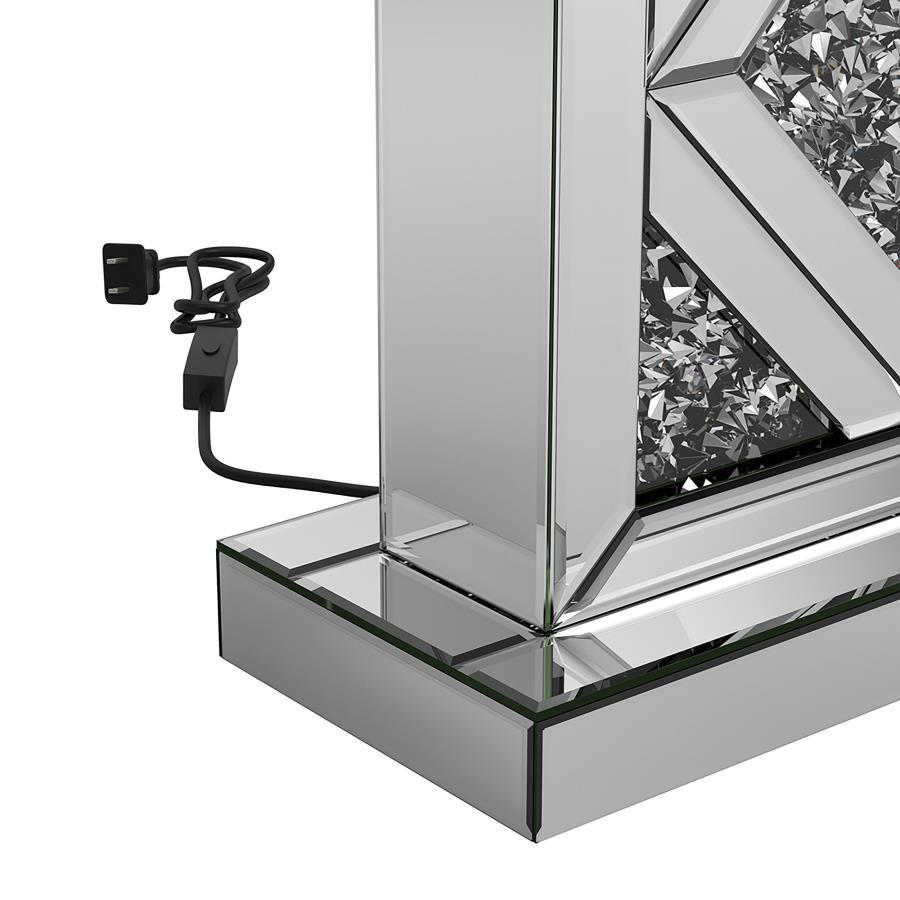 Carmen Tapered Shade Mirrored Table Lamp – Silver Modern Accent Lamp with Reflective Base and Elegant Shade for Living Room or Bedroom