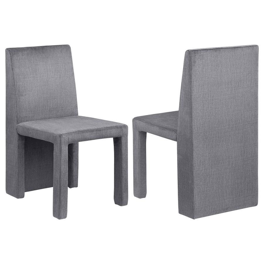 Tordera Velvet Upholstered Dining Side Chairs – Gray Set of 2, Modern Solid Back Design, Foam Cushioned Seating, Stylish Kitchen or Dining Chair