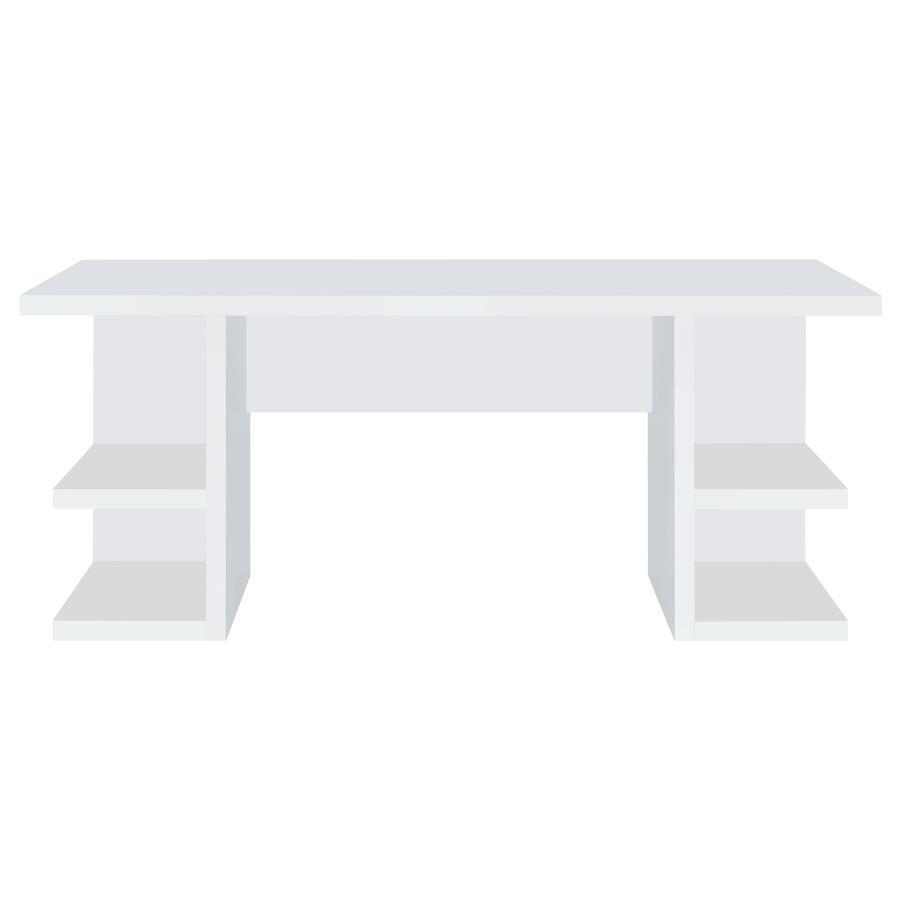 Alice – 4-Shelf Engineered Wood Writing Desk with White Finish, Built-In Storage Shelves, Compact Modern Workspace Design