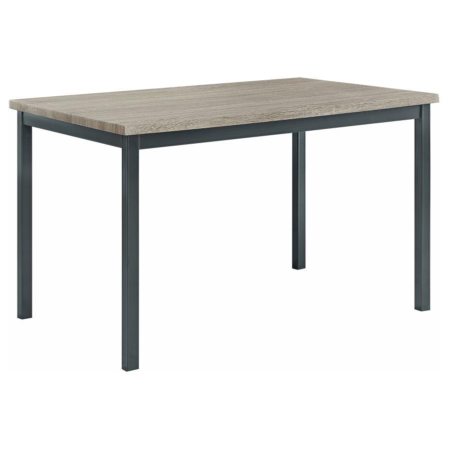 Garza Rectangular Composite Wood Dining Table - Gray Top with Powder-Coated Black Metal Frame, Seats 4, Scratch-Resistant Laminate, Modern Industrial Style