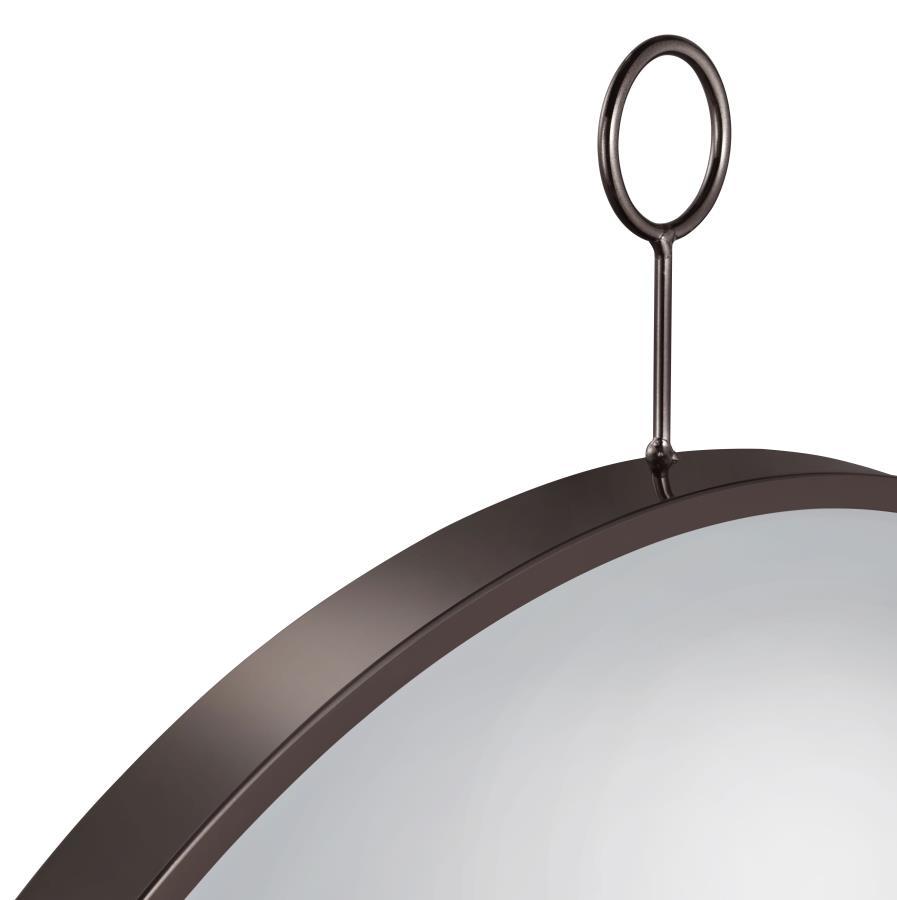 Gwyneth Round Wall Mirror in Black Nickel – Industrial Farmhouse Accent Mirror with Slim Metal Frame & Loop Hanger for Entryway or Bathroom