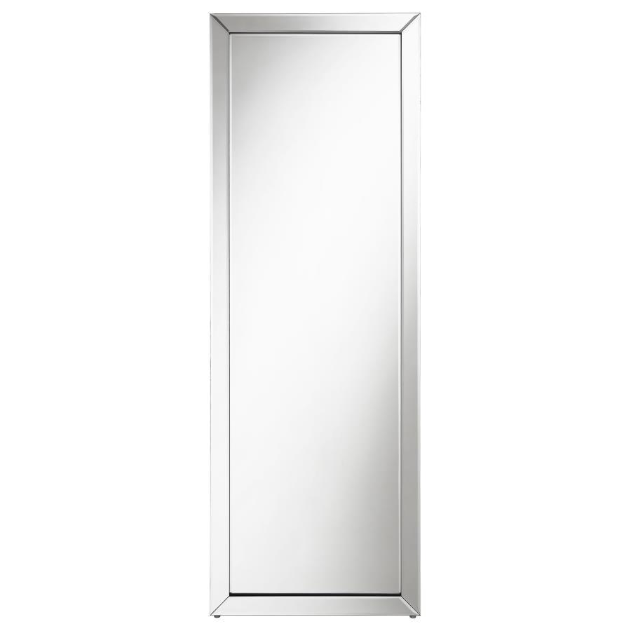 Soline Framed Full Length Standing Floor Mirror with Slim Beveled Silver Frame and Easel Back – Modern Rectangular Cheval Dressing Design