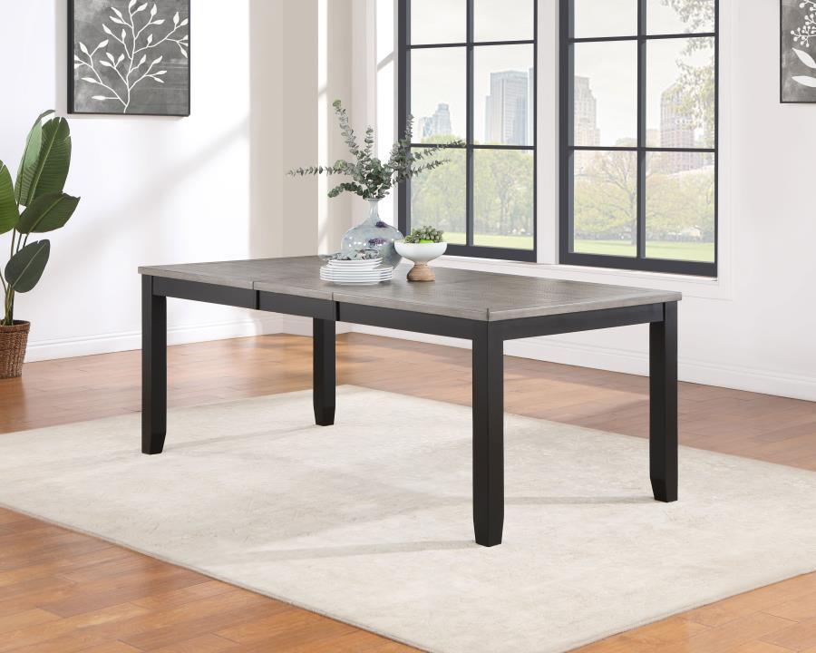 Elodie Rectangular Extension Leaf Dining Table – Black Finish, 60–78" Expandable Top, Durable Asian Hardwood & Acacia Veneer, Modern Functional Design