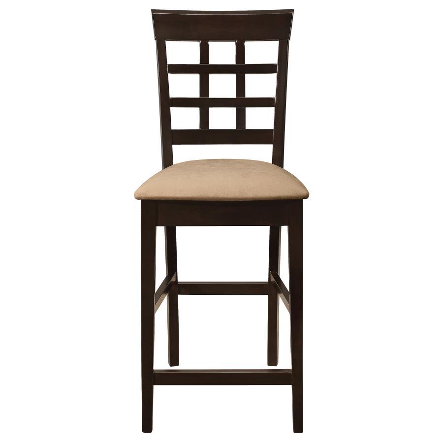 Gabriel Lattice Back Counter Chair Set of 2 in Cappuccino – Stylish Counter Height Dining Chairs with Comfortable Seat & Elegant Wooden Lattice Back Design