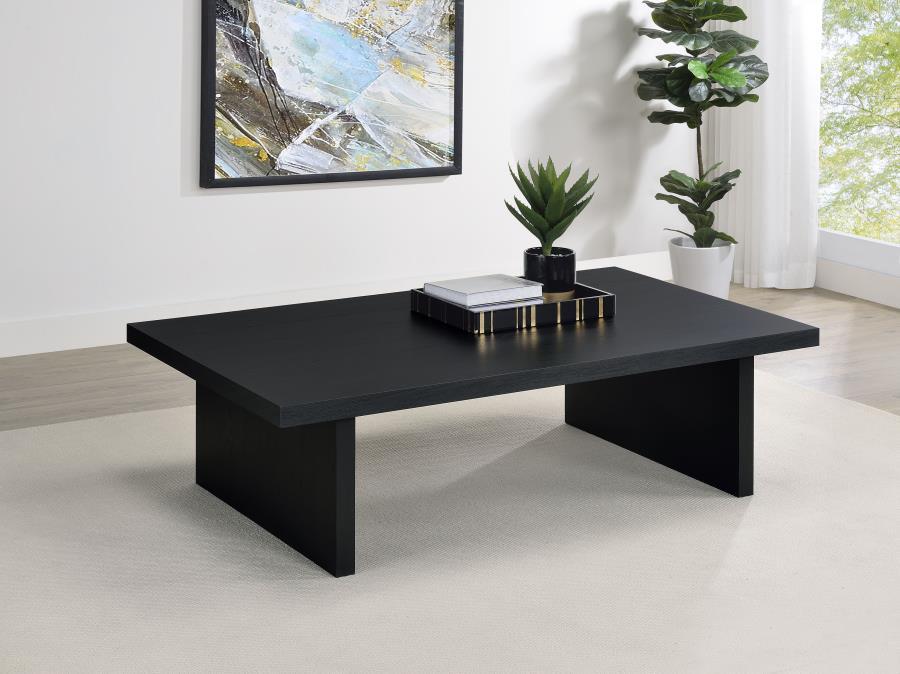 Max Rectangular Engineered Laminate Coffee Table – Black Modern Center Table with Scratch-Resistant Surface, Minimalist Living Room Accent Table