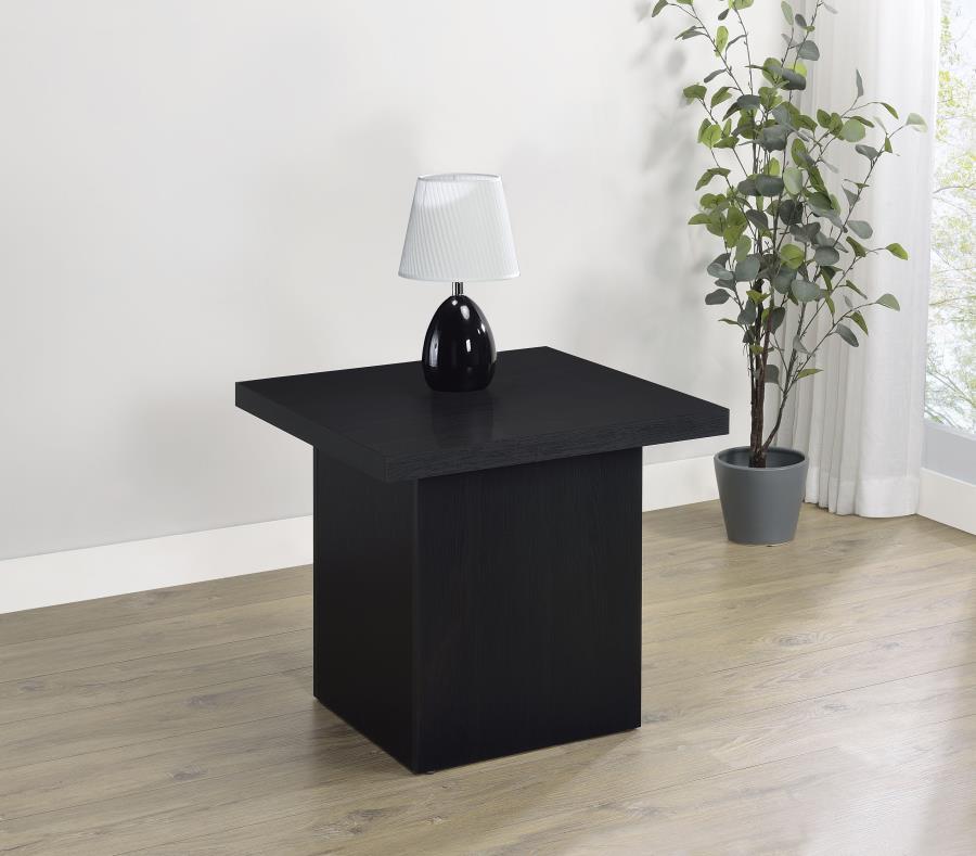 Max Square Engineered Laminate End Side Table – Black Accent Table with Scratch-Resistant Surface, Modern Minimalist Living Room Furniture, Durable & Stylish