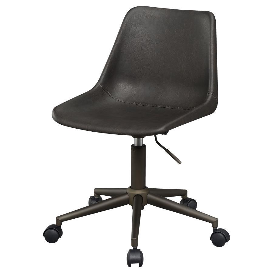 Carnell Upholstered Adjustable Home Office Desk Chair – Brown Fabric Desk Chair with Swivel Base, Caster Wheels, Ergonomic Comfort