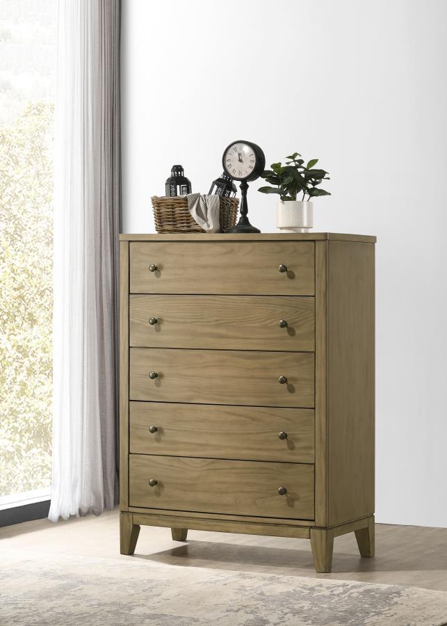 Granada 5-Drawer Bedroom Chest of Drawers – Natural Pine Finish, Solid Wood Construction, Smooth Glides, and Elegant Classic Design