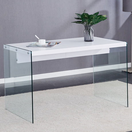 Elegant And Clear Tempered Glass Coffee Table With Storage - White