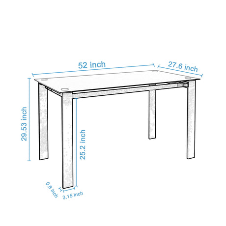 Modern 7 Piece Dining Table Set With Glass Top And Chairs - Black