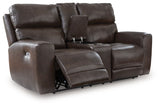 Crossplex - Smoke - Power Reclining Loveseat / Console / Adjustable Headrest