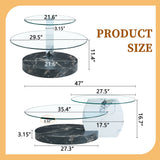Contemporary Artistic Double Layer Coffee Table,Tempered Glass Top