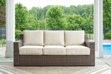 Wellingtons Peak - Beige / Dark Brown - Sofa With Cushion