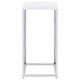 Edmund - Square Accent Side Table - White High Gloss And Chrome