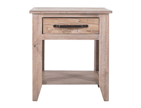 White Teak - End Table - Ivory White