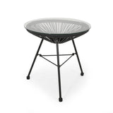 Nusa - Modern Rattan Side Table With Tempered Glass Top