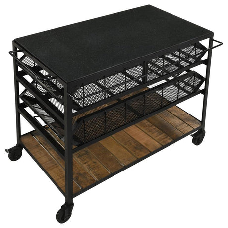 Evander - Accent Storage Cart With Casters - Natural And Black