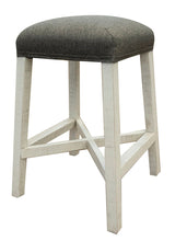 Stone - Stool With Fabric Seat - Antiqued Ivory / Weathered Gray